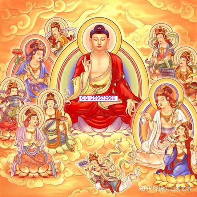 一幅佛教绘画中的神圣意境-神人佛-善无痕蛇无泪